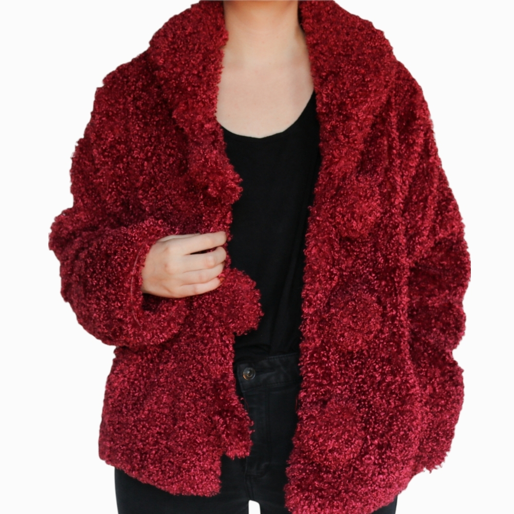 MontanaCo Cranberry Pink Fluffy Teddy Coat